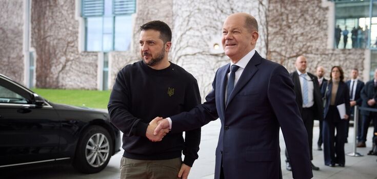 President of Ukraine Volodymyr Zelenskyy and German Chancellor Olaf Scholz