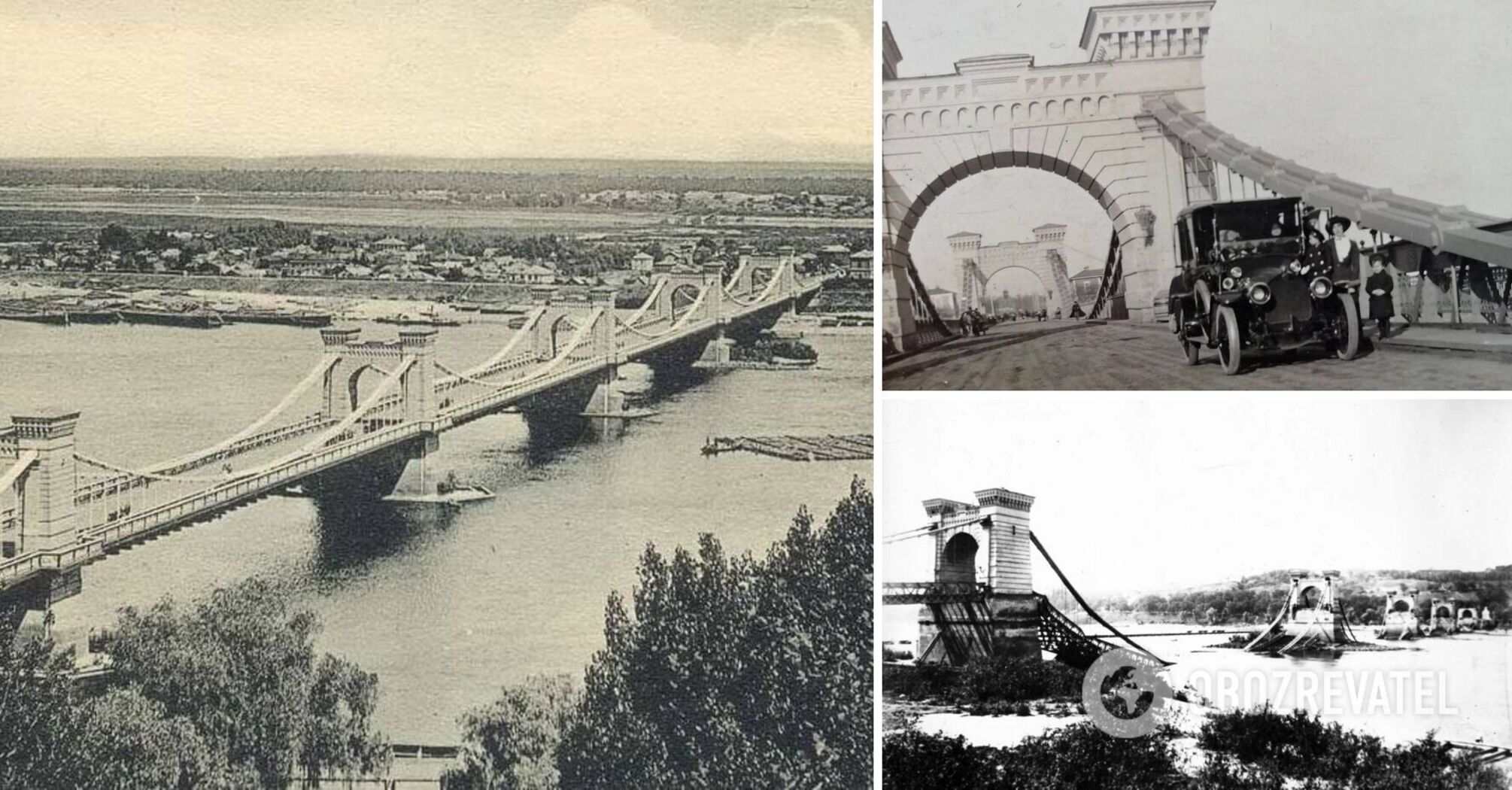 The remains of the pillars can still be seen: what the unique Chain Bridge looked like in Kyiv. Archival photos