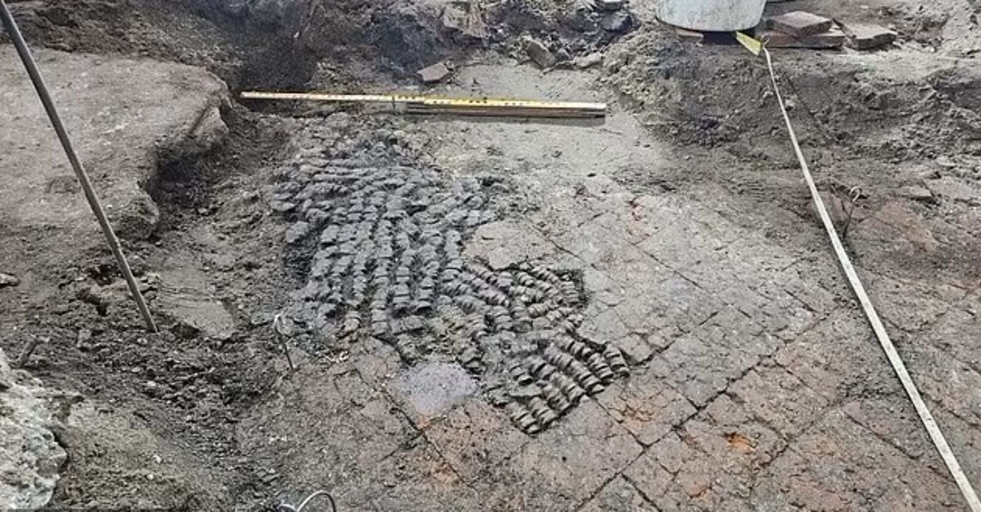 Archaeologists stumble upon a mysterious floor of bones in Amsterdam's red-light district. Photo