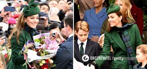 A rare appearance: after a difficult year, Kate Middleton congratulated citizens and received a gift. Photo