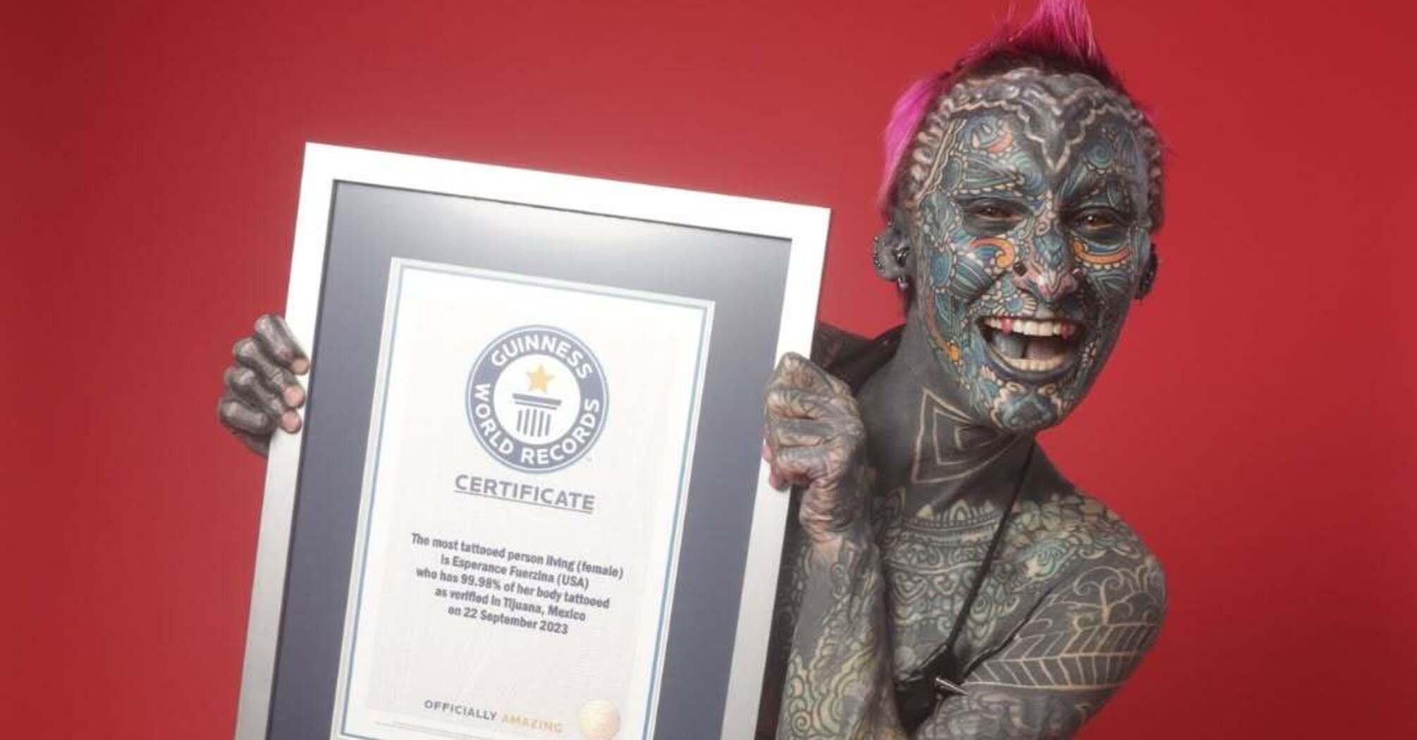 Three times in the Guinness Book of World Records: what the most tattooed woman on Earth looks like. Photo