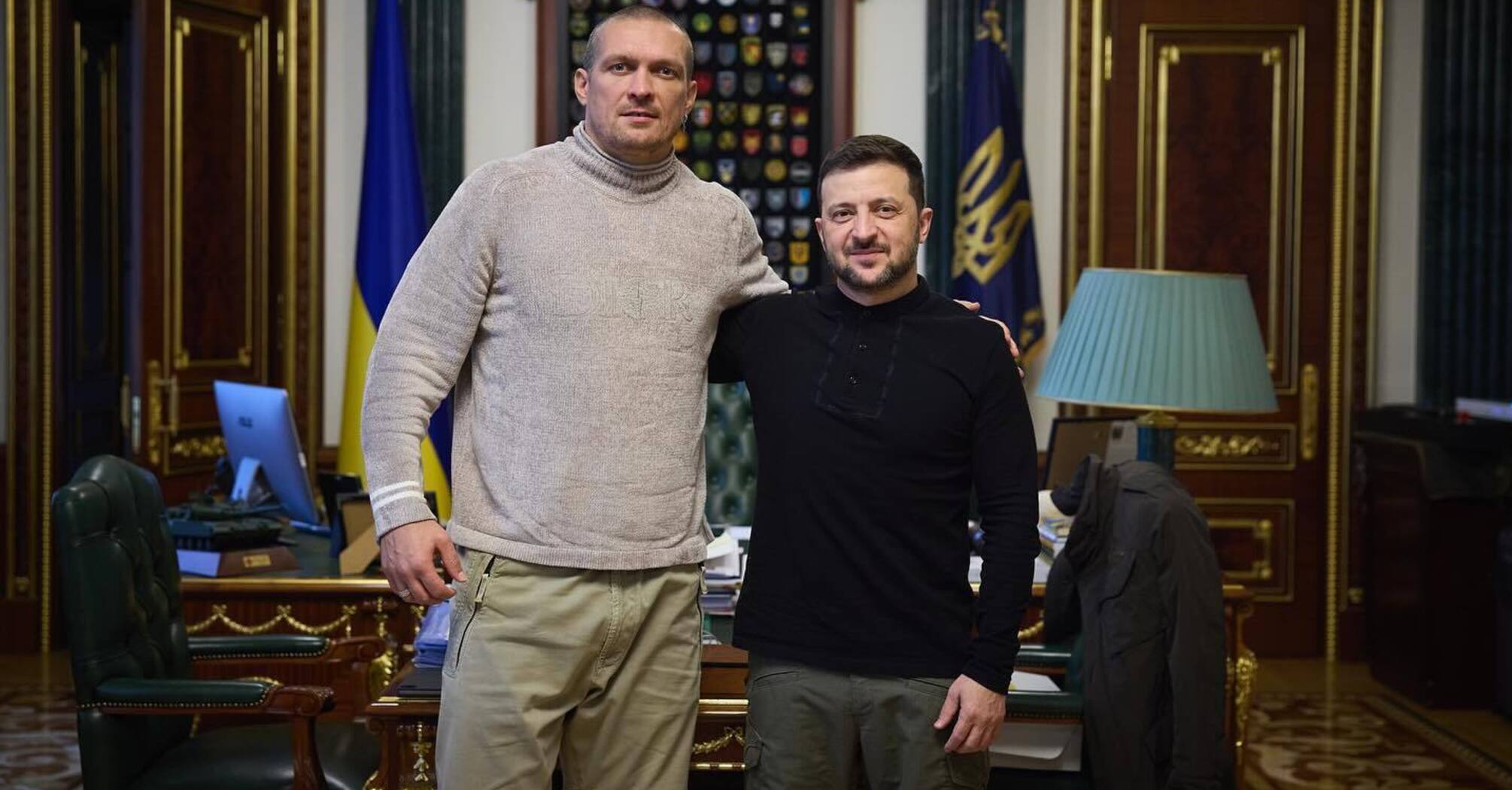 Zelenskyy posted a joint photo with Usyk, captioning it with four words