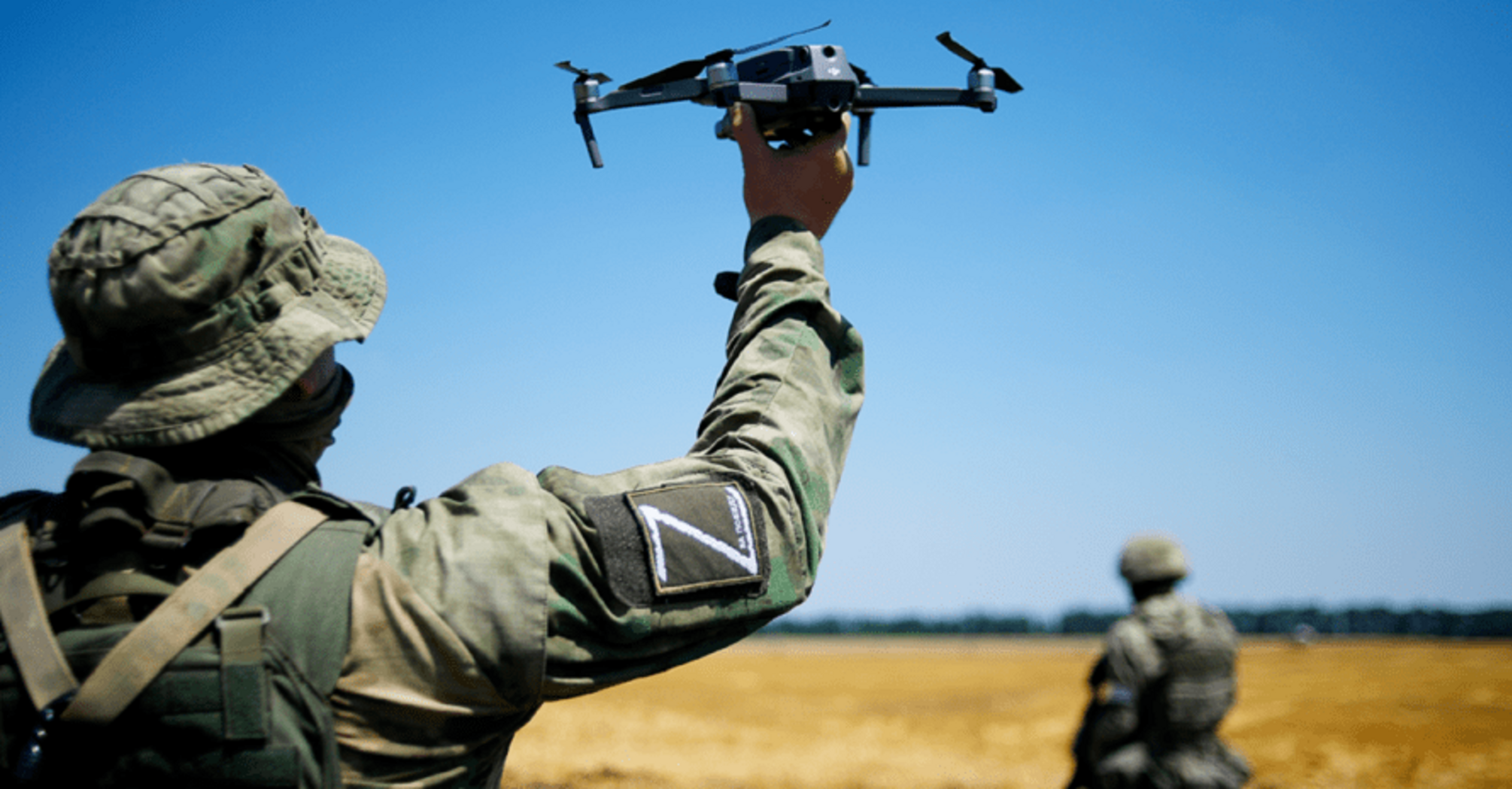 Russian occupier with a UAV