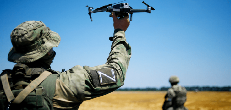 Russian occupier with a UAV