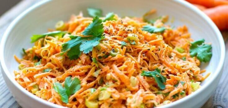 Korean carrot salad with crab sticks: it will be very satisfying