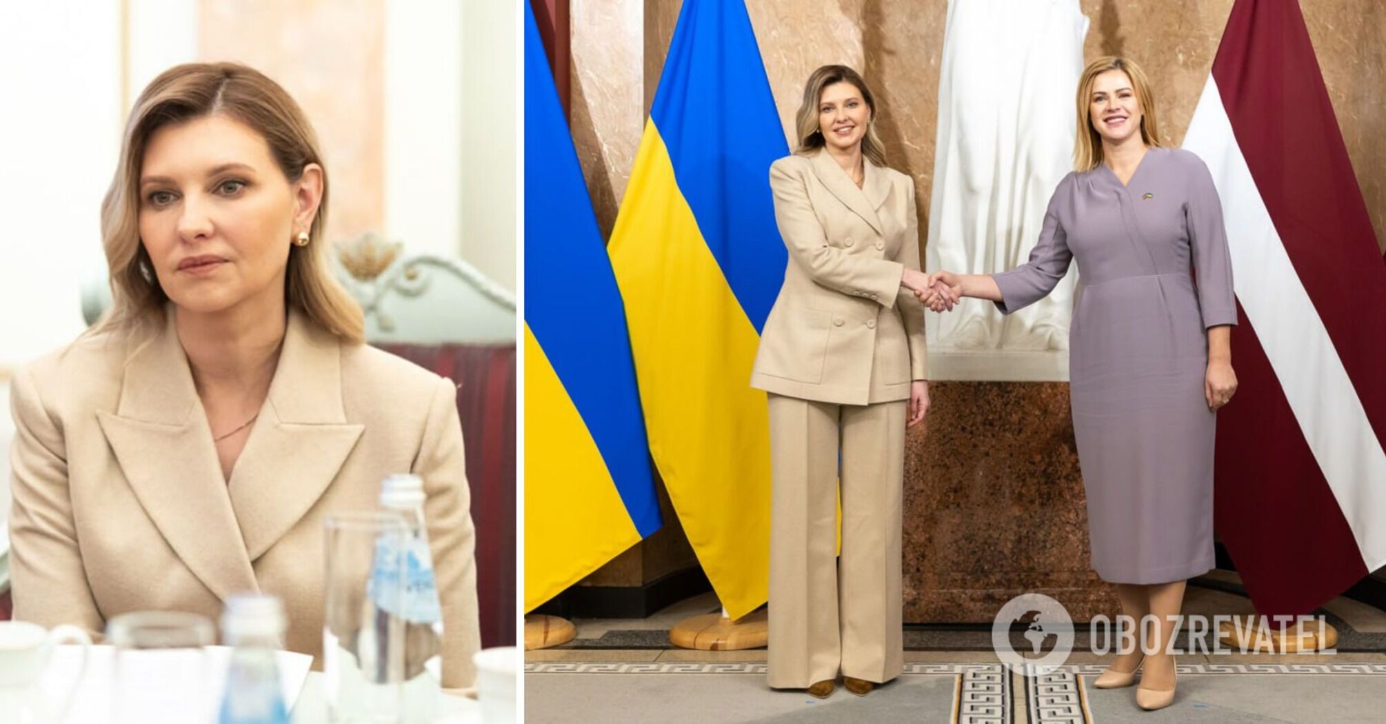 An elongated jacket and palace pants: Zelenska changed dark colors to noble beige