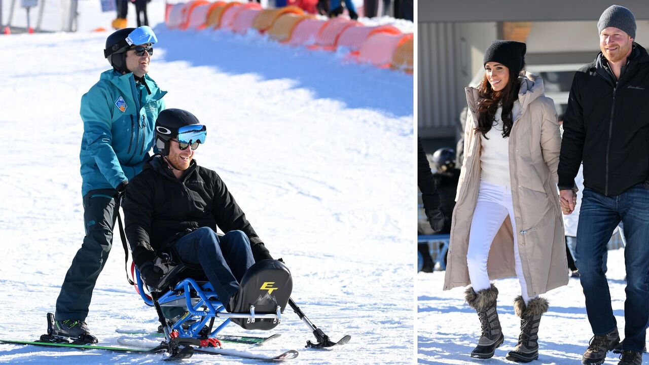 Calvin Klein down jacket and cashmere sweater by Victoria Beckham. Meghan Markle showed a stylish look at a ski resort in Canada