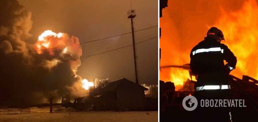 An oil depot caught fire in the Kursk region: explosions were heard before. Photos