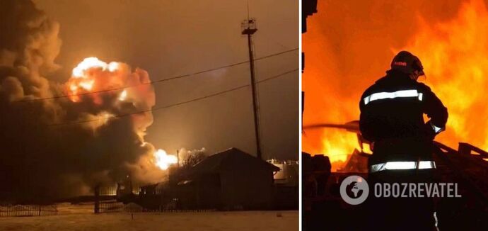 An oil depot caught fire in the Kursk region: explosions were heard before. Photos