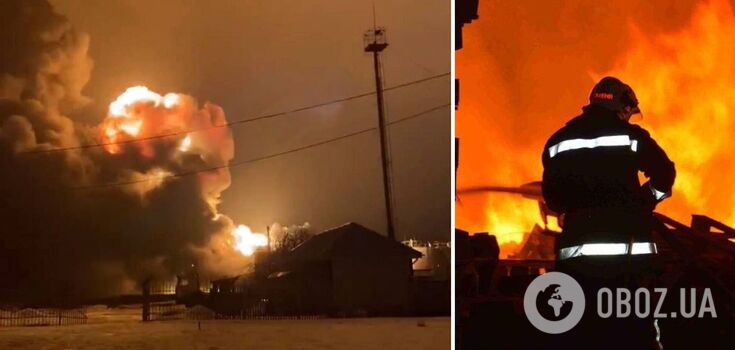 An oil depot caught fire in the Kursk region: explosions were heard before. Photos