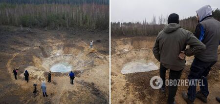 Północnokoreańska rakieta balistyczna prawdopodobnie spadła w pobliżu Kijowa i utworzyła ogromny krater. Zdjęcie.