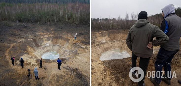 North Korean ballistic missile probably fell near Kyiv, forming a huge crater. Photo