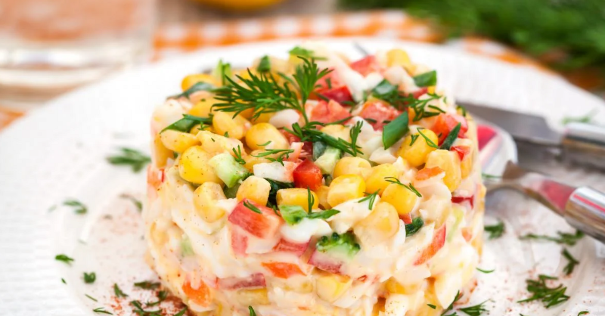 Salad with crab sticks