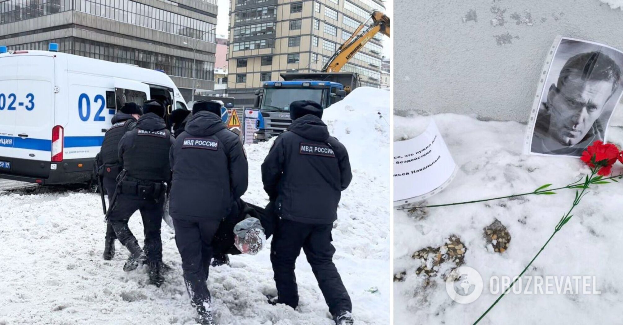Police detain more than 100 people throughout Russia for laying flowers in memory of Navalny. Photos