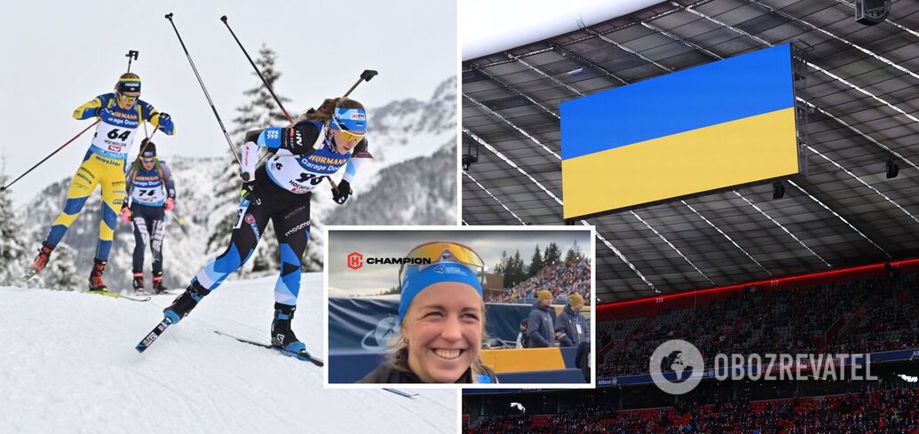 The Estonian biathlete ended the World Championships with the phrase 'Glory to Ukraine'. Video
