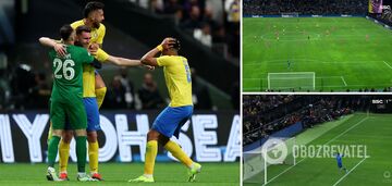 Ronaldo's club scored a fantastic goal from the center of the field to Messi's team after a foul by the Ukrainian national team player. Video.