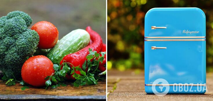How long can vegetables be stored in the refrigerator and what are the risks of the wrong temperature