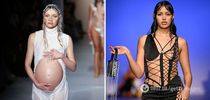 Pregnant models, sheer dresses for two and kisses: London Fashion Week hosted a bizarre show with unusual outfits