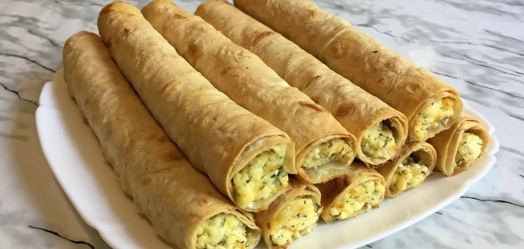 Quick pita tubes with cheese filling in 5 minutes: a recipe for a snack