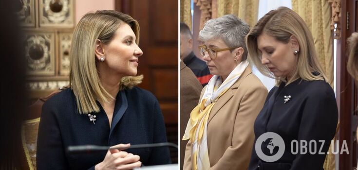 Business suit and pearl brooch: Zelenska appeared with a stylish bow at a meeting with historians