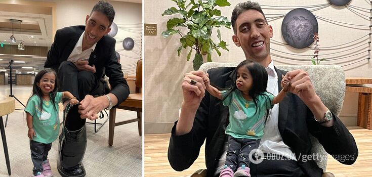 The smallest woman and the tallest man in the world meet again: 10 photos that will not leave you indifferent