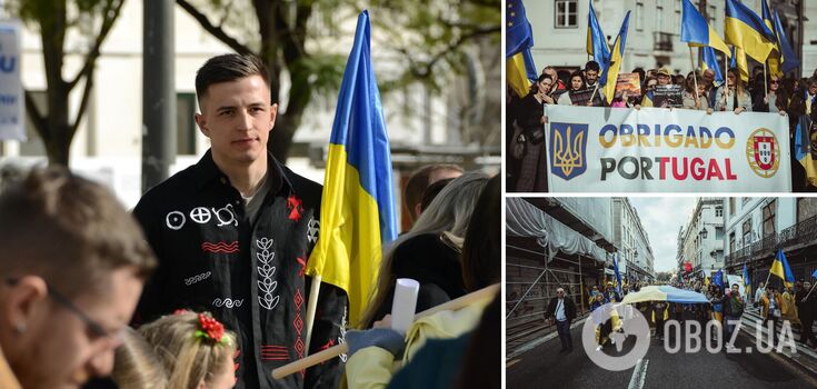 "The world needs to hear about us": Ukrainian Benfica goalkeeper took part in a rally in Lisbon. Photo