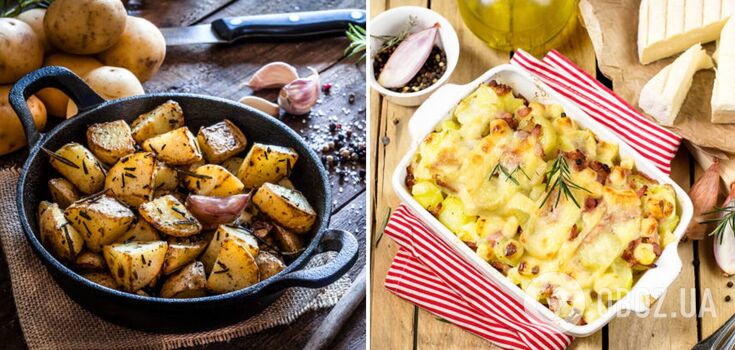 How to bake delicious potatoes with mushrooms and meat: recipe