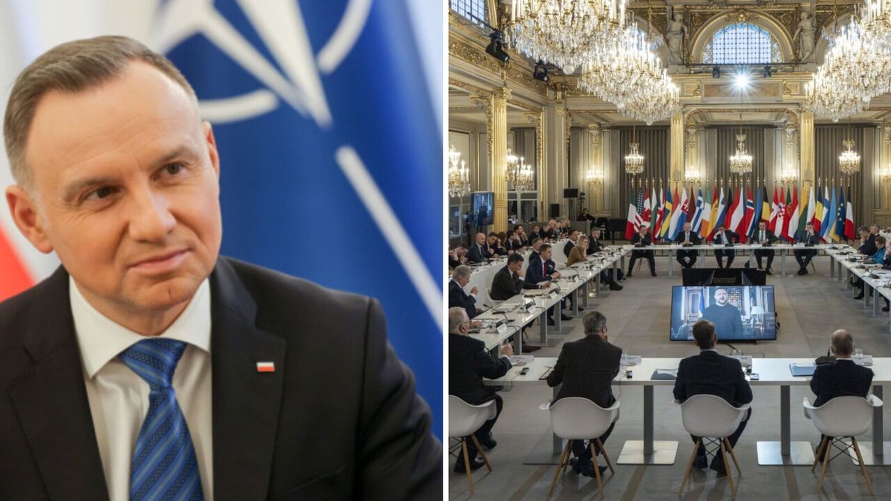 Duda mówił o rozmowach w Paryżu na temat wysłania żołnierzy na Ukrainę i mówił o upadku Rosji