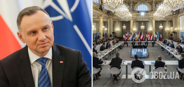 Duda mówił o rozmowach w Paryżu na temat wysłania żołnierzy na Ukrainę i mówił o upadku Rosji