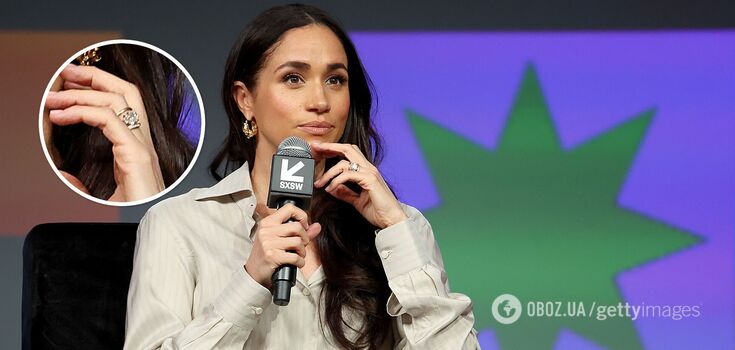 Meghan Markle flashed $180,000 diamond engagement ring on International Women's Day. Photo