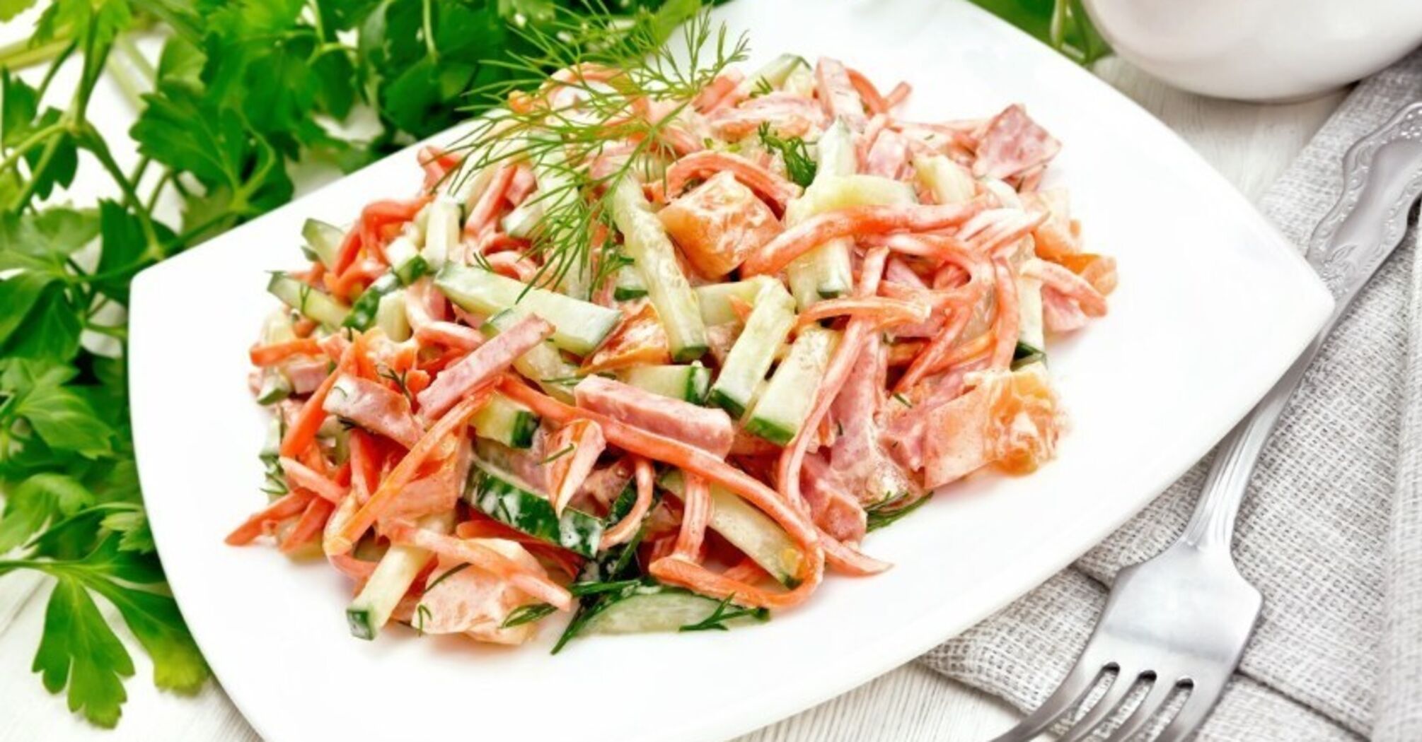 Recipes for salads with Korean carrots and mayonnaise