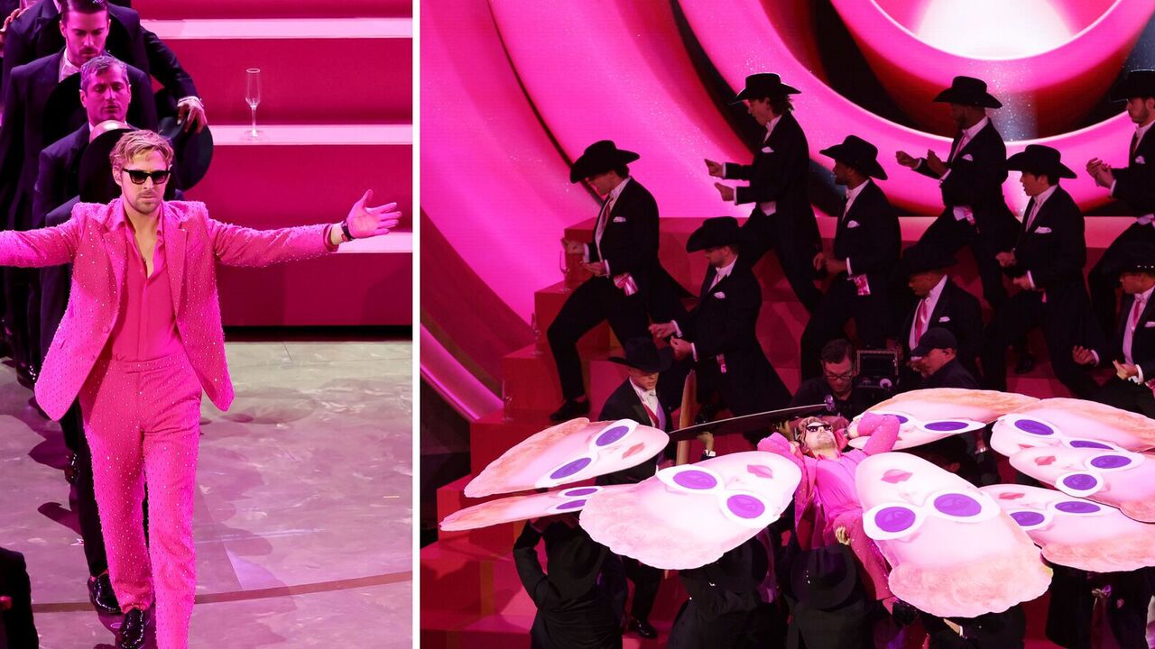Ryan Gosling lit up the Oscars with his iconic performance of Ken from Barbie: Margot Robbie couldn't stop laughing. Video