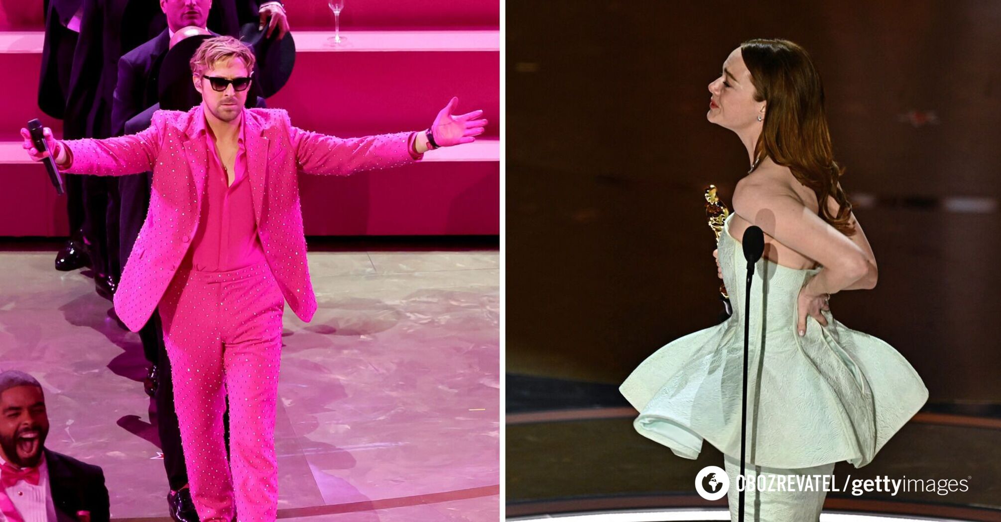 Emma Stone's dress split open when she went on stage to accept her Oscar: "best actress" blames it on Ryan Gosling