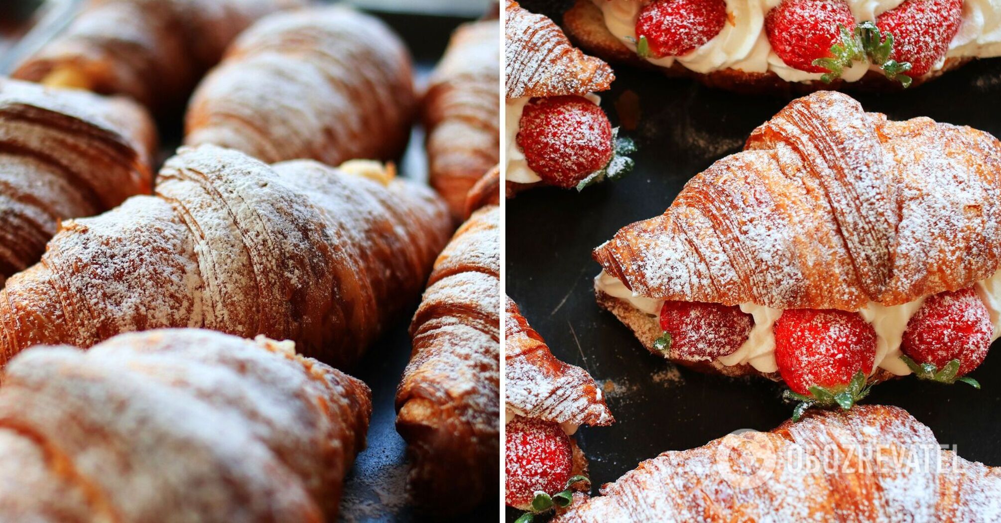 Delicious croissants with cream