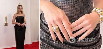 Na rozdaniu Oscarów 2024 pojawił się idealny manicure na wiosnę i lato: pokazała go Margot Robbie. Zdjęcie