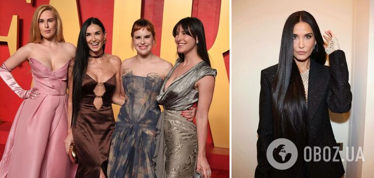 Demi Moore showed a toned shape in a revealing dress at the Oscars: The 61-year-old actress looks the same age as her daughters. Photo