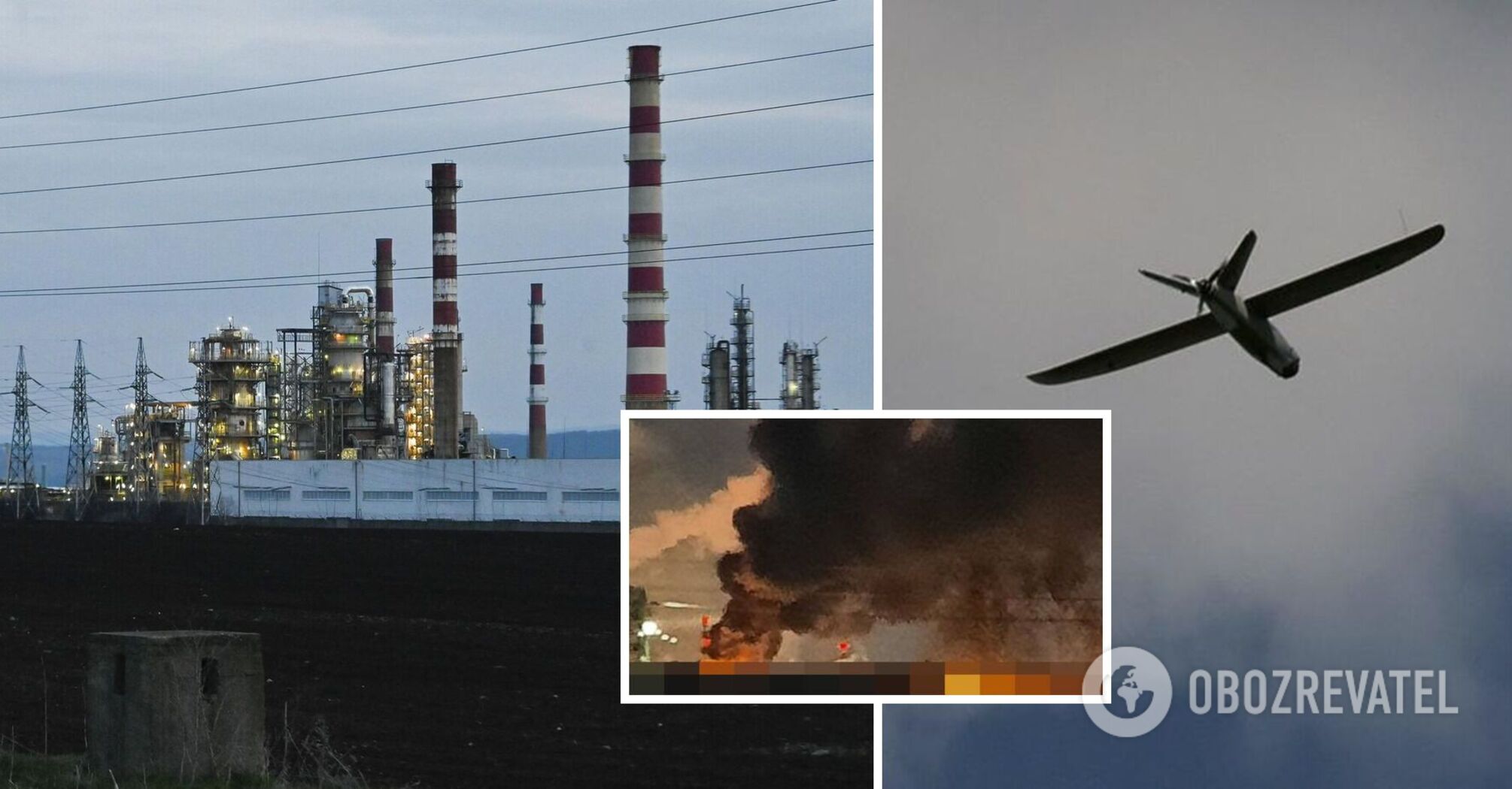 A pillar of fire and black smoke rose: photos of a powerful fire at the Lukoil refinery in Russia after a drone attack appeared