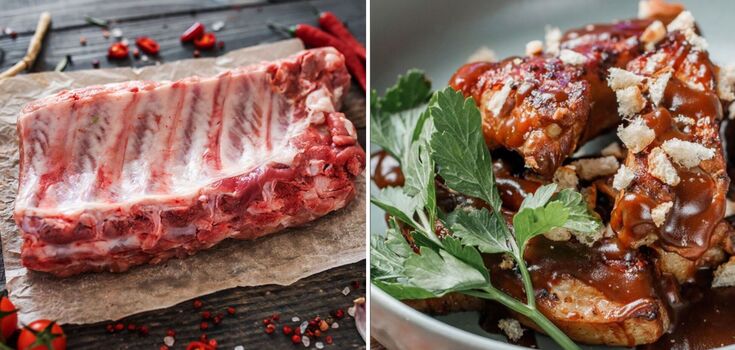 Recipe for pork ribs baked in kvass and spices