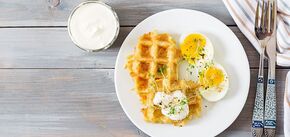 Poached egg on a potato waffle: how to surprise your soul mate in the morning