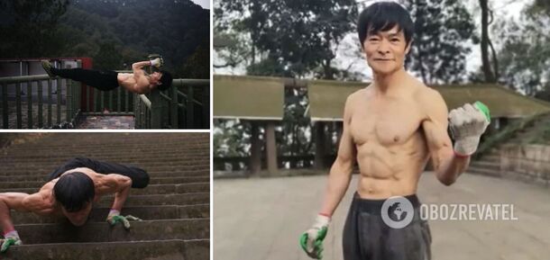 He runs and crawls: A 70-year-old Chinese grandfather with abs of steel reveals the secret of how he keeps fit