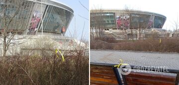 'The struggle continues': patriots placed symbols of resistance to the occupiers near the Donbass Arena in Donetsk. Photo