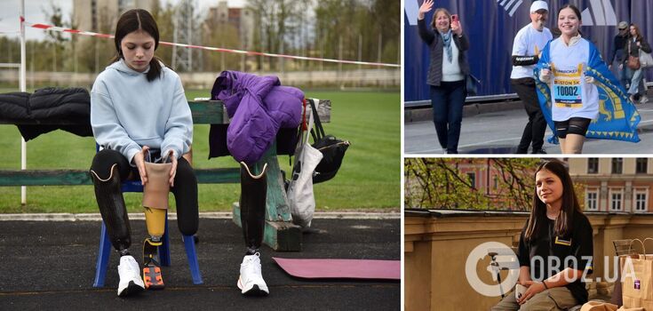 A Ukrainian woman who lost both her legs in a Russian missile attack ran the Boston Marathon on prostheses. Video