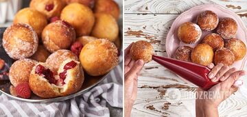 Пончики с малиновой начинкой