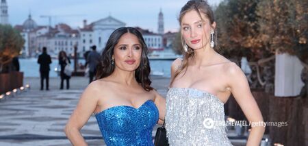 Like two sisters. 57-year-old Salma Hayek and her 23-year-old stepdaughter went out in dazzling sequined dresses