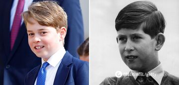 A copy of Charles III. Royal fans have noticed the striking resemblance between 10-year-old Prince George and his grandfather at the same age