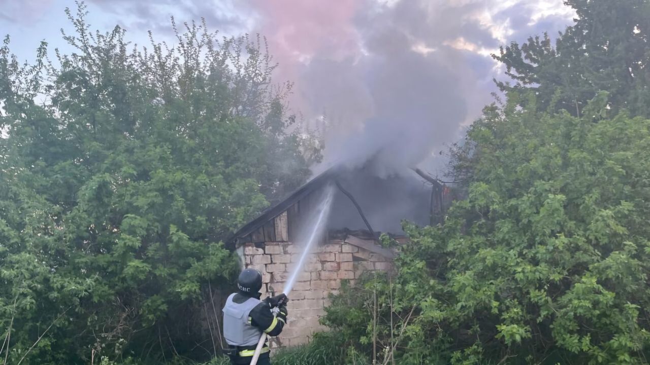 The occupants hit Dnipropetrovsk region: debris of the downed missile caused a fire. Photo