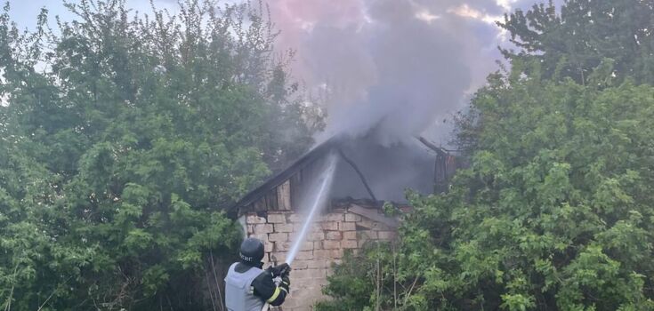 The occupants hit Dnipropetrovsk region: debris of the downed missile caused a fire. Photo