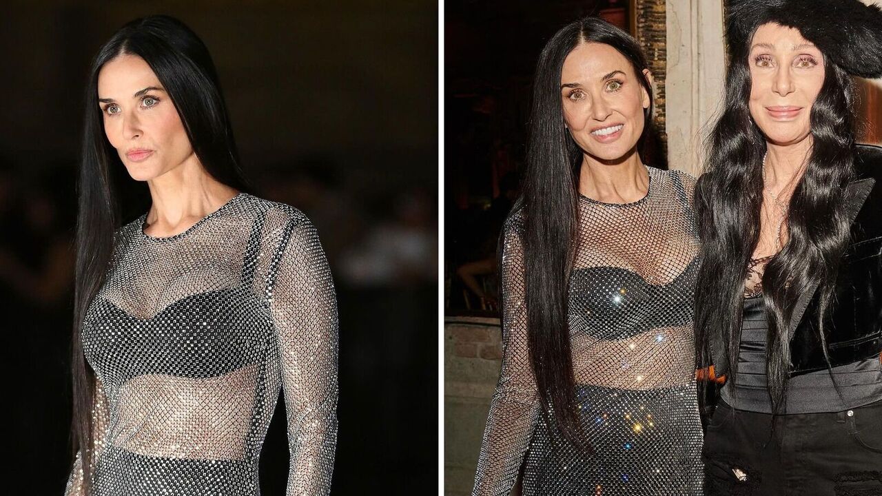 Demi Moore came to the Dolce & Gabbana party in a transparent dress with sparkles: the figure of the 61-year-old actress amazed everyone