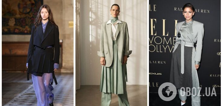 An unexpected combo of the season. How to wear pants and a skirt without looking old-fashioned