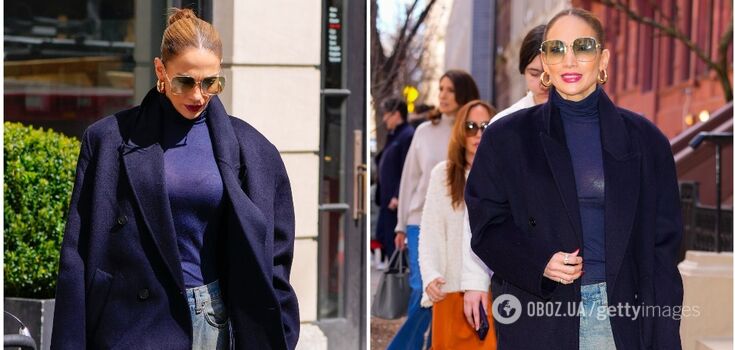 Jennifer Lopez joins the "dirty denim" trend of the 90s, showing off popular jeans